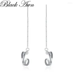 Dangle Earrings Black Awn Vintage Silver Colour Earring Water-drop Spinel Drop Wedding For Women Fashion Jewellery Bijoux I275