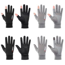 Ice Silk Non-Slip Motorcycle Racing Gloves Breathable Outdoor Sports Riding Touch Screen Gloves Thin Anti-UV Protective Gear