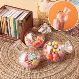 1Pc 1:12 Dollhouse Miniature Candy Jar Storage Tank Slanted Bottom Glass Bottle with Lid Model Home Decor Toy