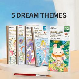 12/20 Pages DIY Art Watercolor Painting Coloring Handmade Painting Kindergarten Water Picture Book Graffiti Enlightenment Toy