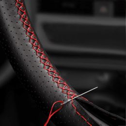 Braids On Steering Wheel For Audi A3 8P 2008-2013 A4 B8 2008-2010 A5 2008-2010 Car Steering Wheel Hand Stitched Leather Cover