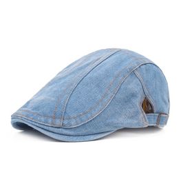 Adjustable Denim Beret Cap for Men Women Casual Unisex Jeans Beret Hat Solid Color Newsboy Cap Spring Autumn Hats Men Winter