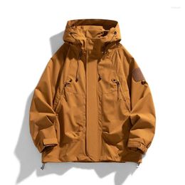 Men's Jackets Solid Colour Outdoor Hooded Jacket Spring Autumn Wind-Proof Coat High Quality Couple Casual Loose Streetwear Windbreaker