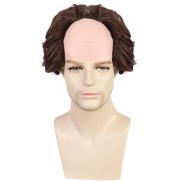 Wigs Cosplay Wigs 10 Inch Short Straight Bald Head Wigs For Men Synthetic Fibre Anime Wigs For Cosplay Halloween Costume Chritsmas