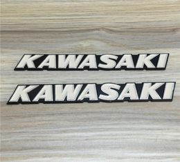 For modified Kawasaki Kawasaki retro car street car stereoscopic Aluminium fuel tank hard standard white lettering buoy Decal metal2146221