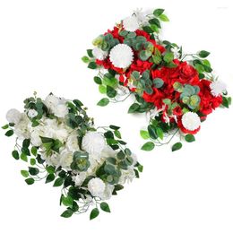 Decorative Flowers 60CM DIY Wedding Flower Wall Decoration Arrangement Supplies Silk Peonies Rose Artificial Floral Row Decor Wed Arch