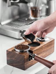 Leeseph Wood Coffee Tamper Holder Wooden Espresso Tamper Stand Tamper Station Wooden Base Anti-Slip Coffe Portafilter Holder 240327