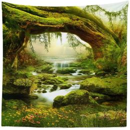 Tapestries Forest Tapestry Magic Sunlight Creek Landscape Home Wall Hanging Living Bedroom Room Decor Blanket