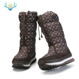 Boots Boots Women Brown Snow Boots 50% Natural Fur Warm Footwear High Shoes Zip Plus Size Winter Style 2019 New Design Free Shipping