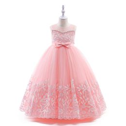 Kids Girls Embroidered Flower Girl Dresses Formal Princess Party Gown For Children Prom Gown Wedding 3 4 5 6 7 8 9 10 Years