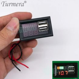 Turmera 12V Battery Box 3X7 18650 Holder 3S 40A BMS DC 12V to 5V QC3.0/2.0 2*USB Displayer for Replace Motorcycle Lead-Acid Use