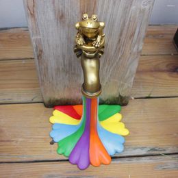 Garden Decorations Rainbow Colour Water Faucet Ornament Simulated Small Animals Frog Shaped Horticultural Sculpture Resin Home Furnishings