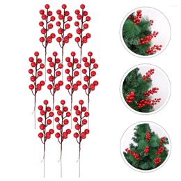Decorative Flowers 10 Pcs Artificial Berry Branch Red Branches Fake Berries Christmas Garland Iron Wire Home Decor