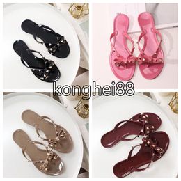 Luxury Designer Slippers Sandals Summer Flat Beach Slippers Fashion Girls Solid Color Sandals Outdoor Bow Flip-flops