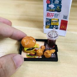 NEW 1 Set 1/6 Scale Dollhouse Miniature Hamburger Mini Fried Chips Coke Fast Food for Doll House Kitchen Play Toys Accessories