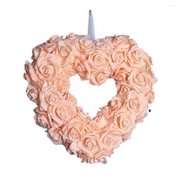 Decorative Flowers Heart Shaped Door Wreaths Valentine's Day Love Garland Hanging Wedding Party Scene Decoration