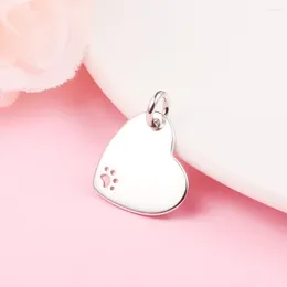 Loose Gemstones CKK 925 Sterling Silver Engravable Heart Pet Collar Tag DIY Jewelry Beads For Women European Charm