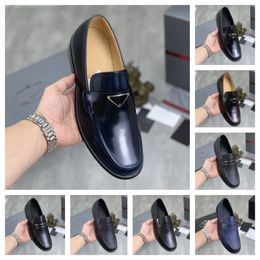 Italian Mens Designer Dress Shoes Luxury Genuine Leather Summer 2023 New Style Fashion Square Toe Black Business Social Oxfords Shoes Size 38-45