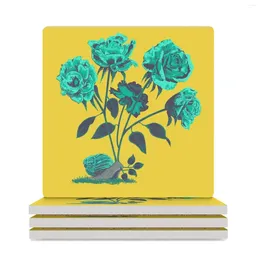 Table Mats Snails N' Roses Ceramic Coasters (Square) For Drinks Aesthetic Stand Eat