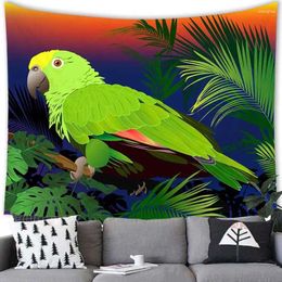 Tapestries Tropical Plants Tapestry Wall Hanging Parrot Animal For Home Decoration Bedroom Dormitory Living Room Background Curtain