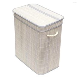 Laundry Bags 2 Compartment Folding Rectangle Bamboo Hamper With Liner Grey Basket Storage Baskets Rattan