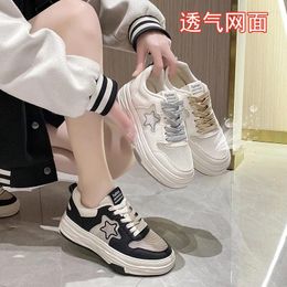 Casual Shoes Woman Korean Edition Color Block Board Thick Soles Dissolve Sneakers Women's Foreign Trade Drop
