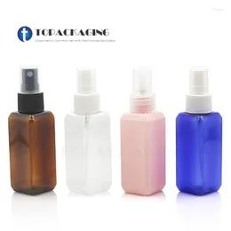 Storage Bottles 100pcs 50ML Spray Pump Square Bottle Empty Cosmetic Container Plastic Perfume Refillable Packing Fine Mist Atomizer Sample