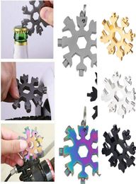 18 in 1 Stainless Steel Snowflake MultiTool Portable Screwdriver Wrench Bottle Opener Key Chain Multitool Card Outdoor Survive To7562122