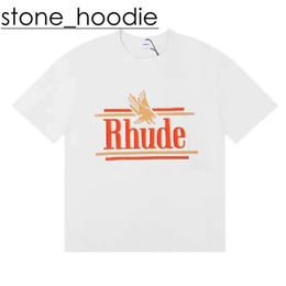 Rhude Hip Hop Streetwear Famous Designer Mens T Shirt Luxuxry Rhude Shirt High Quality Short Sleeve Fashion Graphic Printed Clothing Quick Dry Rhude Shirt Polo 5773