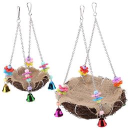 Parrot bird small pet toy rattan bird nest bite swing stand bird cage accessories hanging basket