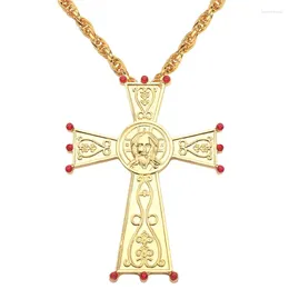 Pendant Necklaces 2024 Cross Pendants Orthodox Church Necklace Religious Jesus Hiphop Franco Pendent Chain Vintage Jewelry Gift For Men