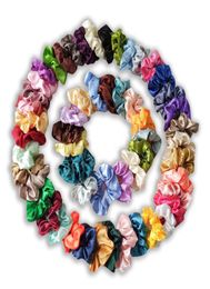 Satin Silk Scrunchies Women Elastic Rubber Hair Bands Girls Solid Ponytail Holder HairTies Rope Hair Accessories8685596