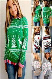 men Sweaters Long Sleeve Christmas Sweater Xmas Deer Striped Printed Office Ladies Jumper Winter Pullover3015524