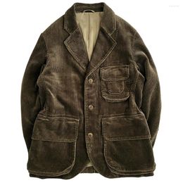 Men's Jackets Plus Size 5XL Corduroy Dress Suit Jacket Spring Autumn Cotton Overcoats Man Blazer Coat Business Vintage European Brand