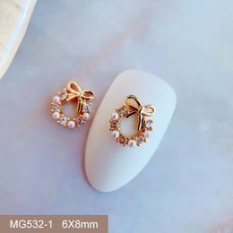 10pcs MG532 Christmas Wreath Garland Zircon Nail Art Crystals Jewelry Rhinestone Nails Accessories Supplies Decorations Charms 240401