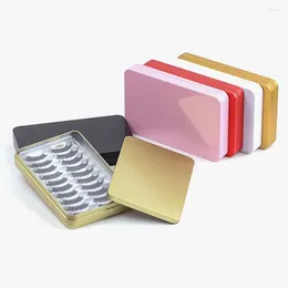 Gift Wrap Rectangular Tin Box Metal Empty Cases Containers Jar Fake Eyelash Packaging Candy