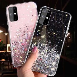 Cell Phone Cases Silver Foil Bling Glitter Case For Samsung Galaxy A51 A71 A81 A91 A01 A11 A21 A31 A41 A21S Soft Silicone Transparent Cover 2442