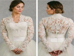 BHLDN 2019 Wedding Wrap Lace Jacket White Ivory Appliqued Cheap Long Sleeve Bridal Jacket Bolero Shrug Plus Size Wedding Dress Wra4948343