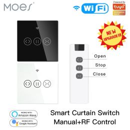 Controls Moes Wifi Rf433 Smart Touch Curtain Roller Blinds Motor Switch Tuya Smart Life App Remote Control Works with Alexa Google Home