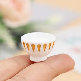 4pcs Miniature BOWL DISH Round 1/12 scale Doll House Kitchen Dinning Accessory