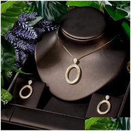 Earrings Necklace Set Fashion Small Women Big Circle Pendant Earring Sets India Dubai Bridal Party N-1688 Drop Delivery Jewellery Dhflc