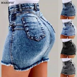 Women Denim Shorts Summer Ladies Casual High Waisted Slim Jeans Pants Female RoughEdges Trouser 240402