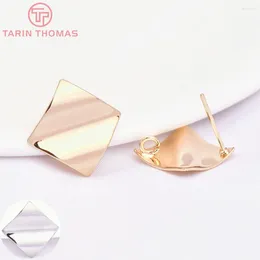 Stud Earrings (7516) 10PCS 17MM 24K Gold Colour Brass Rhombic Wavy High Quality Diy Jewellery Findings Accessories Wholesales