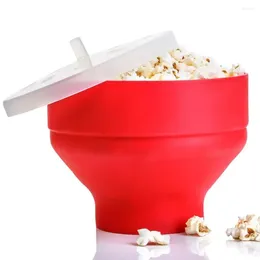 Bowls Kitchen Large Microwave Popcorn Maker Silicone Collapsible Bowl With Lid