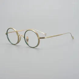 Sunglasses Frames Japanese Designer Brand Round Eyeglasses Pure Titanium Flexible Oval Gold Classical Glasses