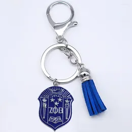 Keychains Arrival Enamel Metal Greek Society ZETA PHI BETA Sorority Symbol Badge Pendant Keychain For Delicate Tassel Charm Key Chain