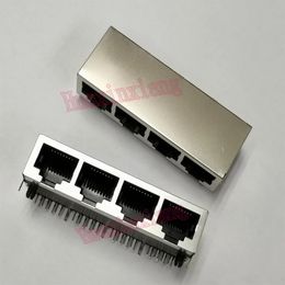 10PCS/Lot 1*4 4 Ports Shielding RJ45 8P8C Female Jack Connector Without LED 21mm PCB Mount Network Internet Modular