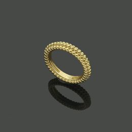 Designer Ring 18k Gold Love Ring VC letter three row round bead ring Couple gold Female Women Gift Engagement fashion Jewellery