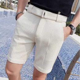 Men's Shorts Plaid Summer Slim Fit fashionable solid straight shorts for mens clothing simple matching casual business suit short sleeved mens S-3XLC240402
