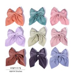 New Sweet Bows Hairpins Solid Color Bowknot Hair Clips For Girls Satin Butterfly Barrettes Duckbill Clip Kids Hair Accessories